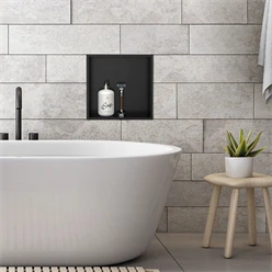 Duschnische 30x30 cm Schwarz aus Edelstahl Wandnische Duschablage LuxeBath 499999