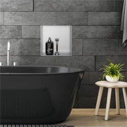 Duschnische 30x30 cm Silber aus Edelstahl Unterputz Rahmen Wandnische Duschablage LuxeBath 499999