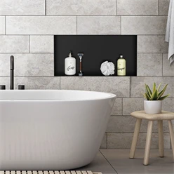 Duschnische 60x30 cm Schwarz aus Edelstahl Unterputz Rahmen Wandnische Duschablage LuxeBath 499999