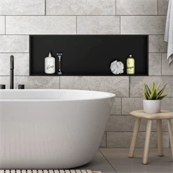 Duschnische 90x30 cm Schwarz aus Edelstahl Wandnische Duschablage LuxeBath 499999