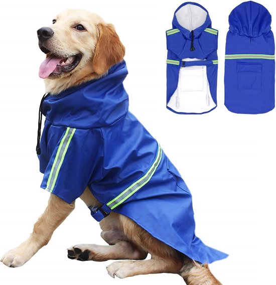 Dutchwide - Hundemantel - Regenmantel Hund - Blau - Größe M Haus & Garten