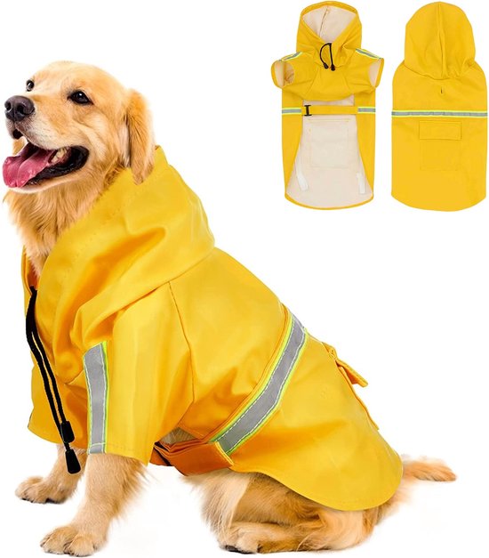 Dutchwide - Hundemantel - Regenmantel Hund - Gelb - Größe 4L Haus & Garten