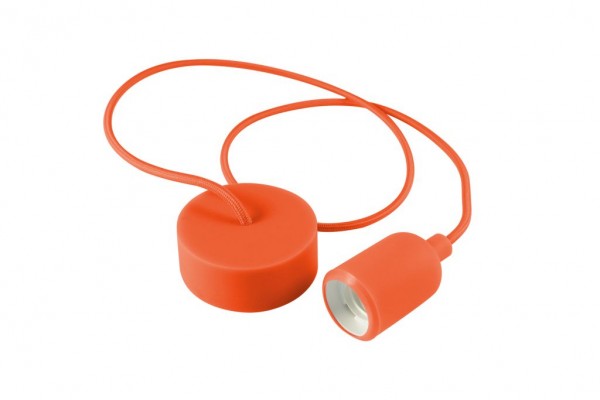 E27 Kabelleuchte 1m Textilkabel Silikon - orange
