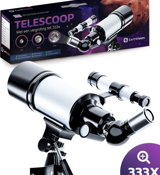 EarthVision Telescoop Classico - Teleskop für Erwachsene und Kinder - 333x Vergrößerung - Astronomie - Nachtsichtgerät - Sternenkunde - Wasserdicht - Weiß Hobby & Sport