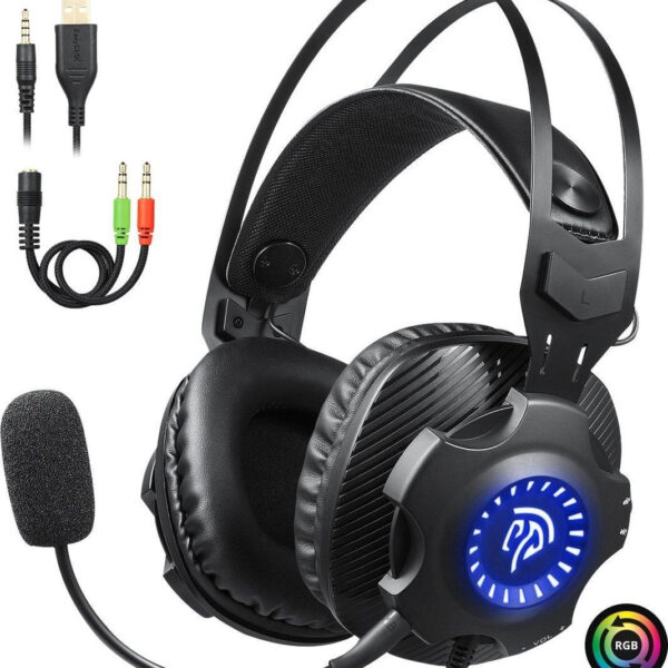 EasySMX VIP-003S Over-Ear Stereo Gaming-Headset mit Mikrofon und RGB-LED-Beleuchtung