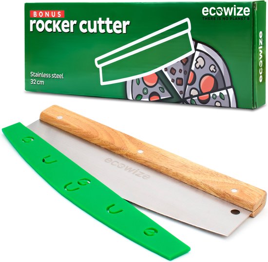 Ecowize - Professioneller Pizzaschneider - 32cm - Edelstahl mit Holzgriff Wohnen & Kochen