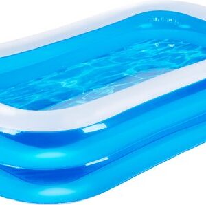 Eddy Toys Aufblasbarer Pool - Aufblasbarer Pool mit Abflussstopfen und Reparaturflicken - Pool für Kinder und Kleinkinder - 207 x 132 x 46 cm - Kinderpool - Aufblasbare Pools - Blau Haus & Garten