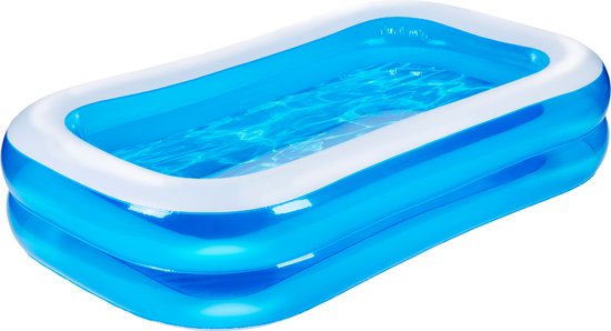 Eddy Toys Aufblasbarer Pool - Aufblasbarer Pool mit Abflussstopfen und Reparaturflicken - Pool für Kinder und Kleinkinder - 207 x 132 x 46 cm - Kinderpool - Aufblasbare Pools - Blau Haus & Garten