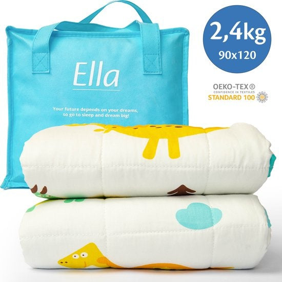 EL Life - Beschwerungsdecke Kind 2.4kg - 90 x 120cm - Schwergewichtige Decke - OEKO-TEX Baumwolle - Dino Wohnen & Kochen
