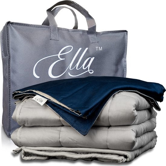 EL Life Wiegedecke Baumwolle 7 kg 135x200 cm - Bundle mit Bezug - Wiegedecke inkl. grau-blauem Bio-Baumwollbezug Wohnen & Kochen
