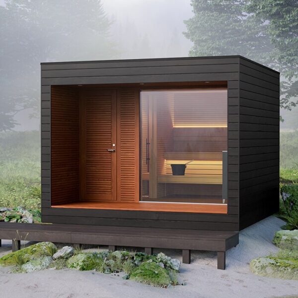 Elegante Sauna mit Terrasse | Geräumige Außensauna Osa 350 Saunas