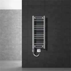 Elektrischer Badheizkörper mit Heizstab 600W 300x800 mm Chrome gerade mit Seitenanschluss LuxeBath 586
