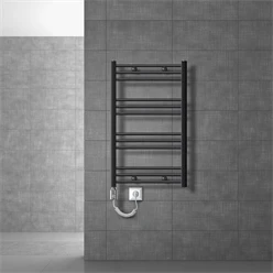 Elektrischer Badheizkörper mit Heizstab 300W 600x800 mm Anthrazit gerade mit Seitenanschluss LuxeBath 586