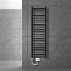 Elektrischer Badheizkörper mit Heizstab 1200W 400x1500 mm Anthrazit gebogen mit Seitenanschluss LuxeBath 586