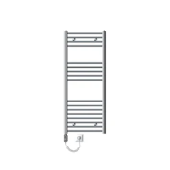 Elektrischer Badheizkörper mit Heizstab 1200W 500x1200 mm Chrome gebogen mit Seitenanschluss LuxeBath 586