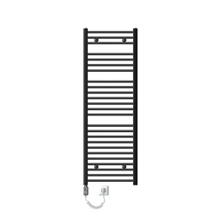 Elektrischer Badheizkörper mit Heizstab 1200W 500x1500 mm Anthrazit gebogen mit Seitenanschluss & Thermostat Touchbedienung LuxeBath 586