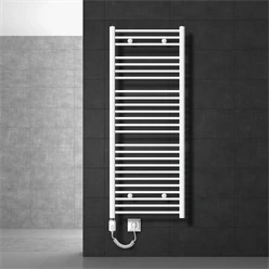 Elektrischer Badheizkörper mit Heizstab 1200W 600x1500 mm Weiß gerade mit Seitenanschluss LuxeBath 586