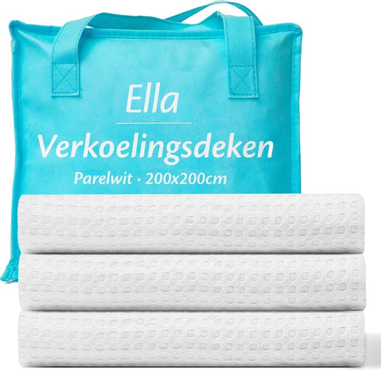 Ella® Kühldecke 200x200 cm - 100% Bio-Tencel - Selbstkühlende Decke - Kühlende Decke - Sommerbettdecke - Perlweiß Wohnen & Kochen