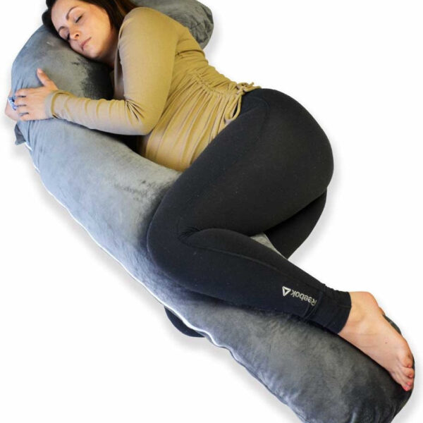 Ella Life Schwangerschaftskissen XXL J-förmig 155cm mit Bezug Grau Wohnen & Kochen