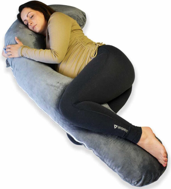 Ella Life Schwangerschaftskissen XXL J-förmig 155cm mit Bezug Grau Wohnen & Kochen