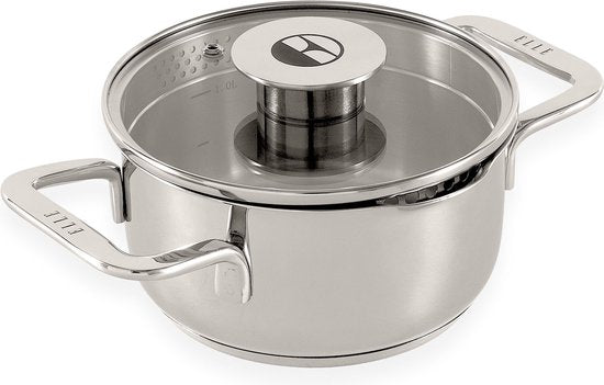 ELLE Gourmet Classique Edelstahl Kochtopf mit Deckel - Ø 16 cm - Kochtopf - PFAS frei - Induktion Wohnen & Kochen
