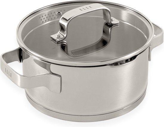 ELLE Gourmet Modern Edelstahl Kochtopf mit Deckel - Ø 18 cm - Kochtopf - PFAS frei - Induktion Wohnen & Kochen