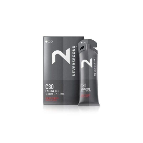 Energiegel Neversecond C30 Fruit Punch Box mit 12 Einheiten Ernährung