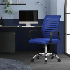 Ergonomischer Bürostuhl mit Armlehnen Netzgewebe Blau mit Rollen ML-Design 2045