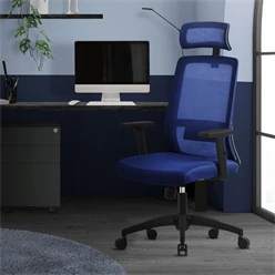 Ergonomischer Bürostuhl Navy-Blau Netzgewebe mit verstellbaren Armlehnen und Kopfstütze ML-Design 2045