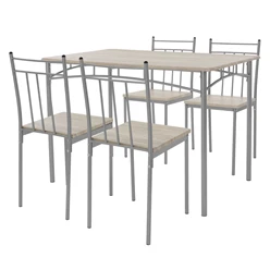 Essgruppe für 4 Personen 5-teilig mit Esstisch und 4 Stühlen Eiche hell aus Holz ML-Design 6347