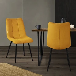 Esszimmerstühle 2er Set Senfgelb Küchenstuhl mit Polyesterbezug und Stahlbeinen ML-Design 5886