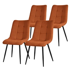 Esszimmerstühle 4er Set Orange Küchenstuhl mit Polyesterbezug und Stahlbeinen ML-Design 5886