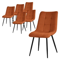 Esszimmerstühle 6er Set Orange Küchenstuhl mit Polyesterbezug und Stahlbeinen ML-Design 5886