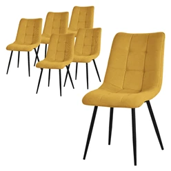 Esszimmerstühle 6er Set Senfgelb Küchenstuhl mit Polyesterbezug und Stahlbeinen ML-Design 5886