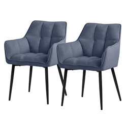 Esszimmerstuhl 2er Set Blau aus Frotteestoff mit dickem gepolsterter Sitz ML-Design 5886