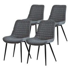 Esszimmerstuhl 4er Set Anthrazit mit Kunstlederbezug und Stahlbeinen Küchenstuhl mit Rückenlehne ML-Design 5886
