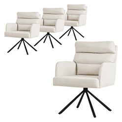 Esszimmerstuhl 4er Set Beige drehbar mit abnehmbaren Rückenkissen gepolstert bis 120 Kilogramm 5886