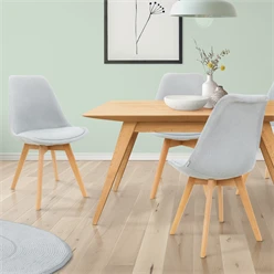 Esszimmerstuhl 4er Set Grau Leinenbezug mit Holzbeinen ML-Design 5886
