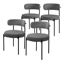 Esszimmerstuhl 4er Set mit Teddystoff mit Rückenlehne Grau Küchenstuhl ML-Design 5886