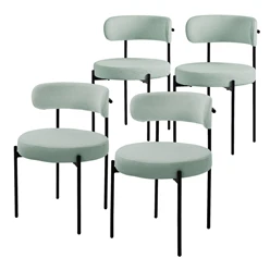 Esszimmerstuhl 4er Set mit Teddystoff mit Rückenlehne Grün Küchenstuhl ML-Design 5886