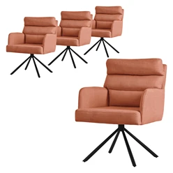 Esszimmerstuhl 4er Set Orange drehbar mit abnehmbaren Rückenkissen gepolstert bis 120 Kilogramm ML-Design 5886