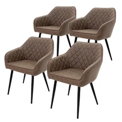 Esszimmerstuhl 4er Set Rauten Steppung Braun Kunstlederbezug mit Metallbeinen inkl. Montagematerial ML-Design 5886