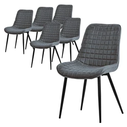 Esszimmerstuhl 6er Set Anthrazit mit Kunstlederbezug und Stahlbeinen Küchenstuhl mit Rückenlehne ML-Design 5886