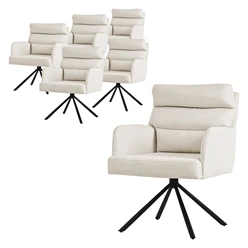 Esszimmerstuhl 6er Set Beige drehbar mit abnehmbaren Rückenkissen gepolstert bis 120 Kilogramm 5886