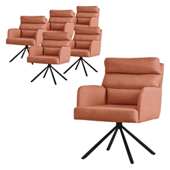 Esszimmerstuhl 6er Set Orange drehbar mit abnehmbaren Rückenkissen gepolstert bis 120 Kilogramm ML-Design 5886