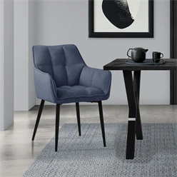 Esszimmerstuhl Blau aus Frotteestoff mit dickem gepolsterter Sitz ML-Design 5886