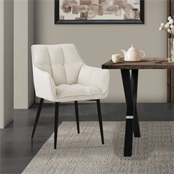 Esszimmerstuhl Creme aus Frotteestoff mit gepolstertem Sitz ML-Design 5886
