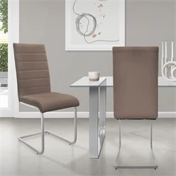 Esszimmerstuhl Freischwinger 2er Set mit Rückenlehne Braun Kunsterlederbezug ML-Design 5886