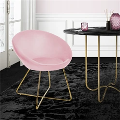 Esszimmerstuhl mit runder Rückenlehne Rosa aus Samt mit goldenen Metallbeinen ML-Design 5886