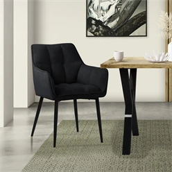 Esszimmerstuhl Schwarz aus Frotteestoff mit dickem gepolsterter Sitz ML-Design 5886